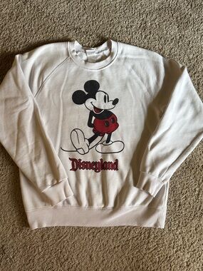 Disney White Crewneck Sweatshirt with Red & Black Mickey Graphic